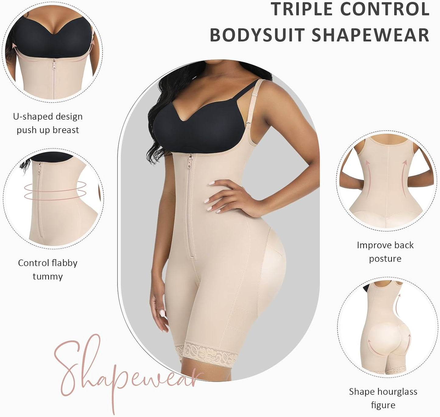 Shapewear for Women Open Bust Bodysuit Butt Lifter Body Shaper Tummy Control Shapewear