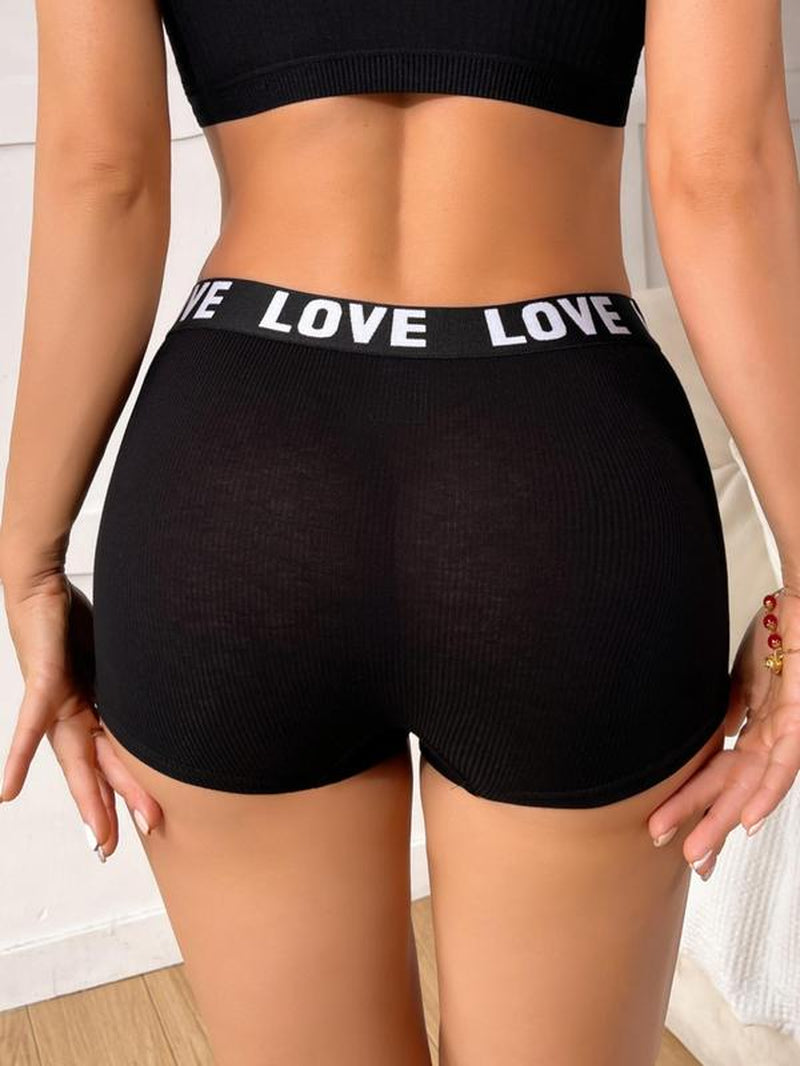 Women'S Letter Tape Boyshort Knicker, Soft Breathable Seamless Panty, Underwear for Women, Summer Clothes, Comfortable Women'S Underwear for Daily Wear