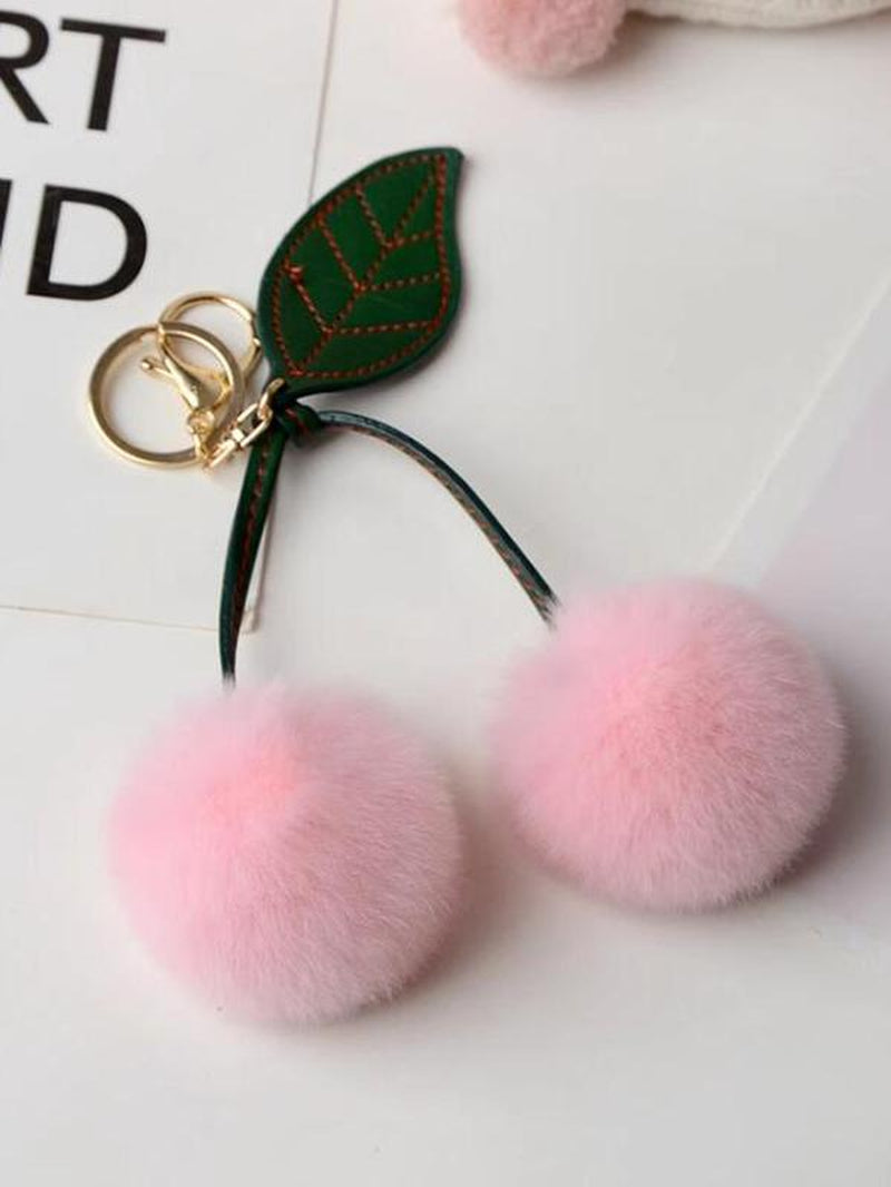 Cute Cherry Design Keychain, Fruit Theme Keychain, Fashionable Soft Plush Keychain for Women and Girls, Creative Accessories for Daily Use