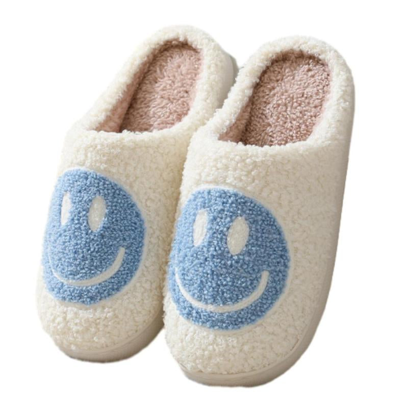 Retro Fuzzy Face Slippers for Women Men Soft Home Non-Slip Couple Style Casual Smile Face Slippers Indoor Outdoor Warm Walking Shoes Girl Footwear