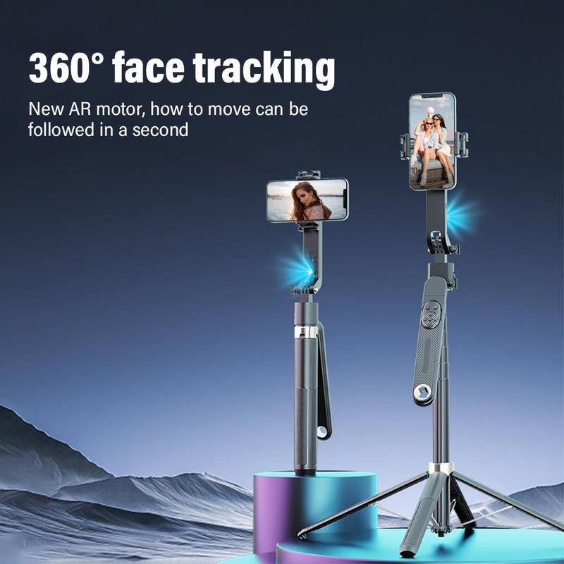 360-Degree Tripod Rotating Selfie Stick, 4-Axis Scalable Selfie Stick with Remote Control, Phone Tripod, Portable Gesture Recognition Anti-Shake Selfie Stick for Travel, Tripod for Iphone, Phone Vlogging Accessories, Stocking Fillers Gift