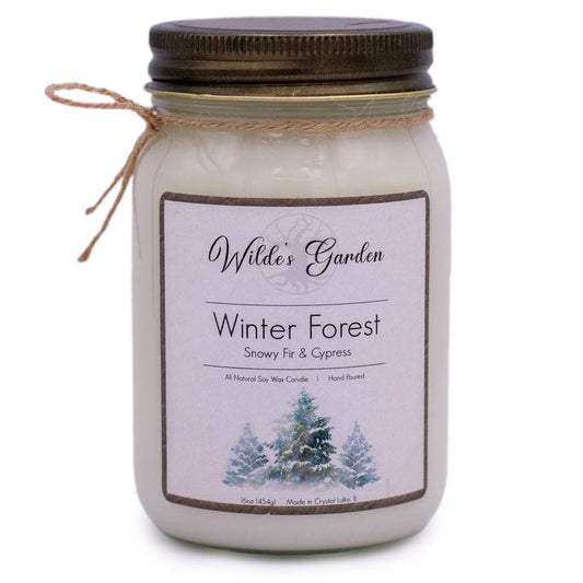 Winter Forest | 16Oz Mason Jar Candle | Snowy Fir and Cypress Scented | Wilde'S Garden