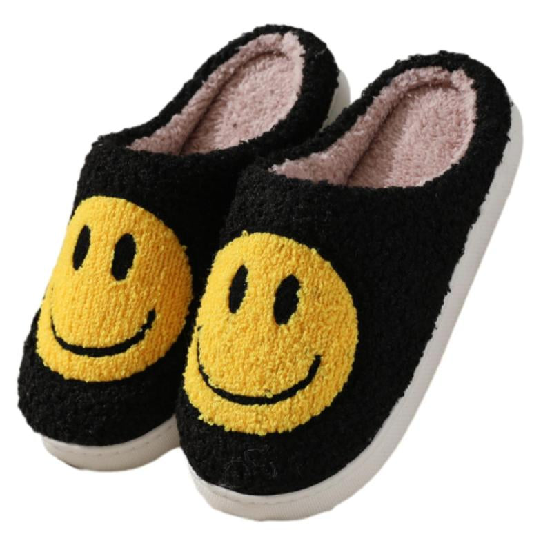 Retro Fuzzy Face Slippers for Women Men Soft Home Non-Slip Couple Style Casual Smile Face Slippers Indoor Outdoor Warm Walking Shoes Girl Footwear