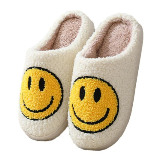 Retro Fuzzy Face Slippers for Women Men Soft Home Non-Slip Couple Style Casual Smile Face Slippers Indoor Outdoor Warm Walking Shoes Girl Footwear