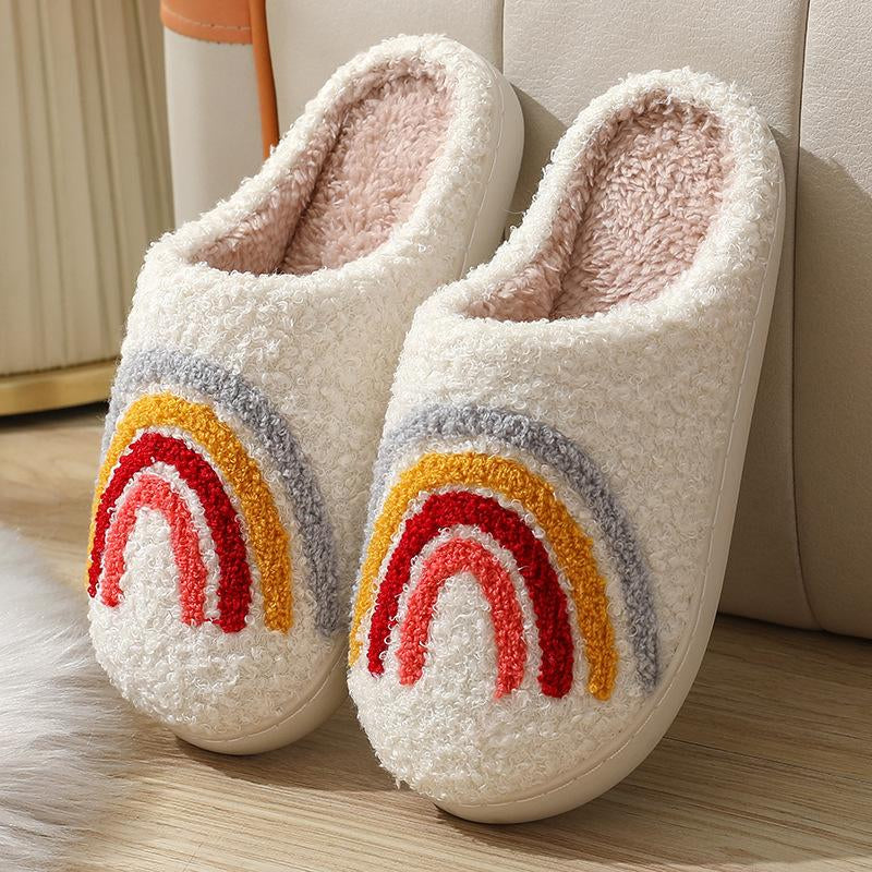 Retro Fuzzy Face Slippers for Women Men Soft Home Non-Slip Couple Style Casual Smile Face Slippers Indoor Outdoor Warm Walking Shoes Girl Footwear