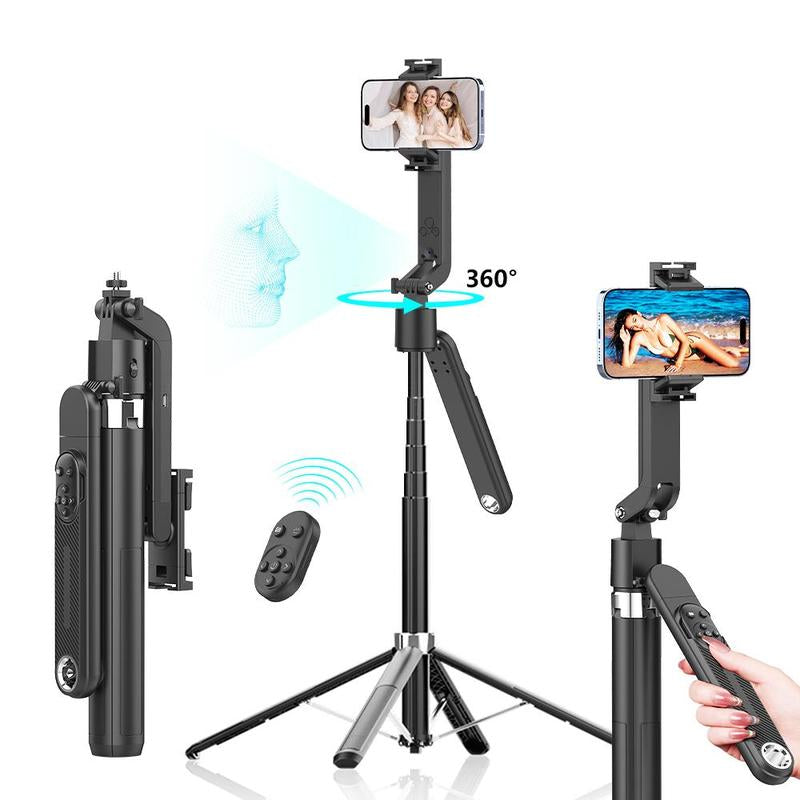 360-Degree Tripod Rotating Selfie Stick, 4-Axis Scalable Selfie Stick with Remote Control, Phone Tripod, Portable Gesture Recognition Anti-Shake Selfie Stick for Travel, Tripod for Iphone, Phone Vlogging Accessories, Stocking Fillers Gift