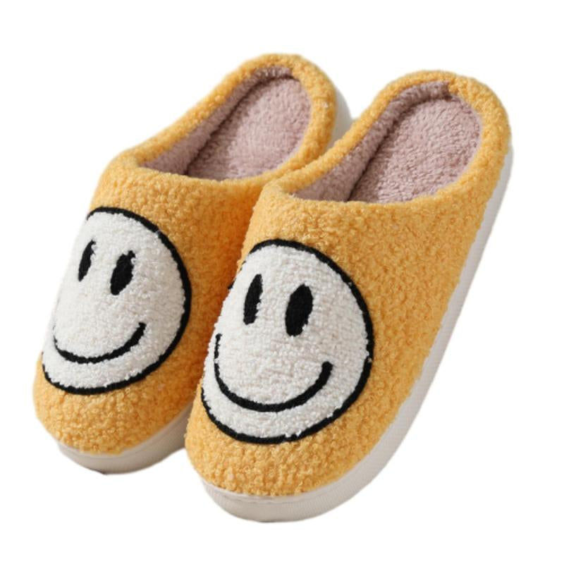 Retro Fuzzy Face Slippers for Women Men Soft Home Non-Slip Couple Style Casual Smile Face Slippers Indoor Outdoor Warm Walking Shoes Girl Footwear