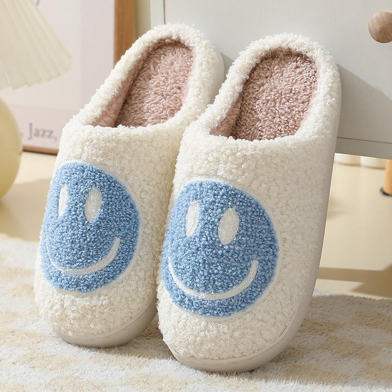 Retro Fuzzy Face Slippers for Women Men Soft Home Non-Slip Couple Style Casual Smile Face Slippers Indoor Outdoor Warm Walking Shoes Girl Footwear